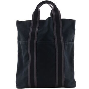 HERMES Fourre Tout Cabas Cotton Canvas Black Unisex Handbag